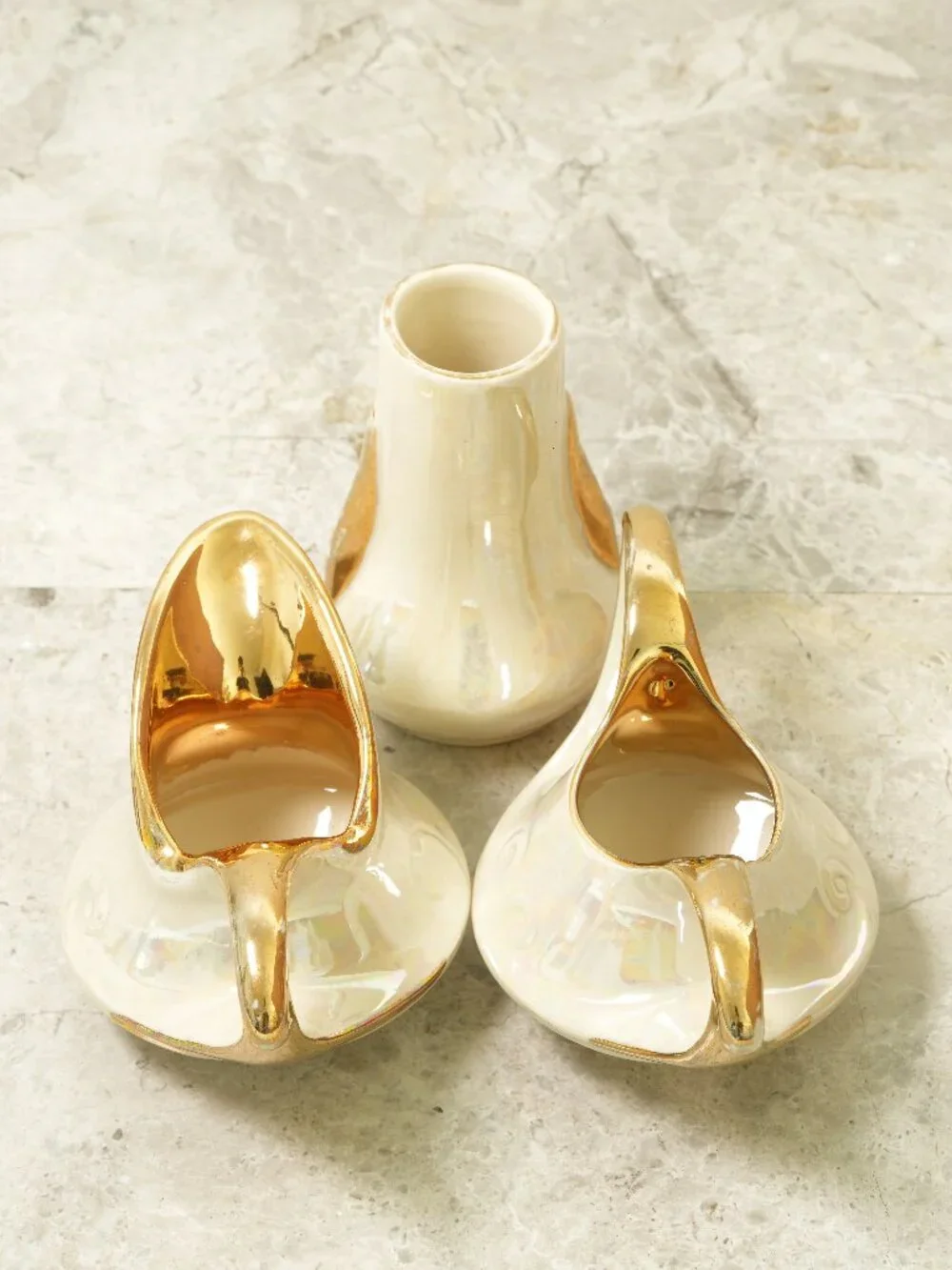 Pearl China Co 22K Gold Iridescent Lusterware 3 Piece Set